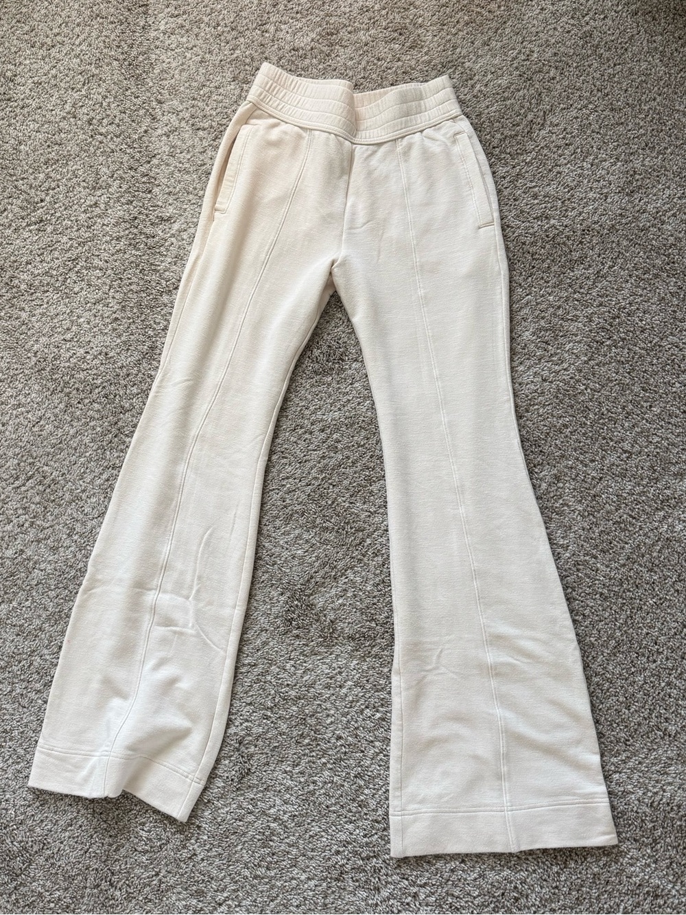 Fabletics Cream Flared Knit Pull-On Pants